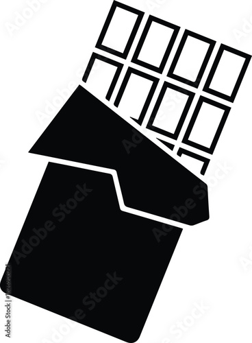 Minimalist black chocolate bar dessert silhouette vector icon