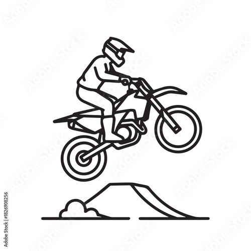 "Motocross Rider Jumping Over Rough Terrain"