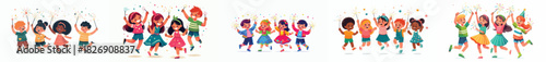 vector children playing fireworks new year celebration