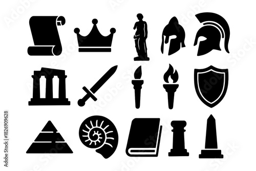 Classic antique symbols and icons: royalty, art, and history collection