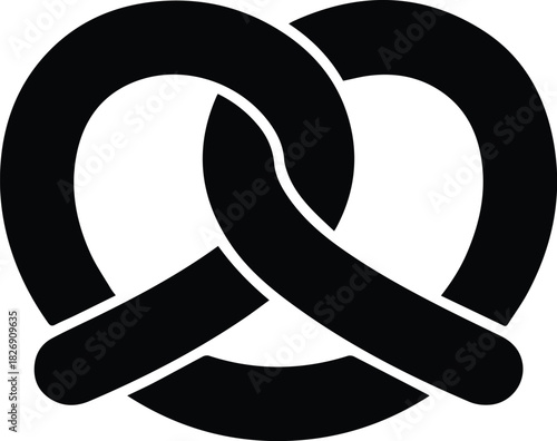 Minimalist black pretzel bakery snack silhouette vector icon