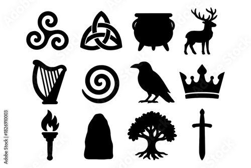 Celtic symbols and icons: ancient mythology and heritage collection