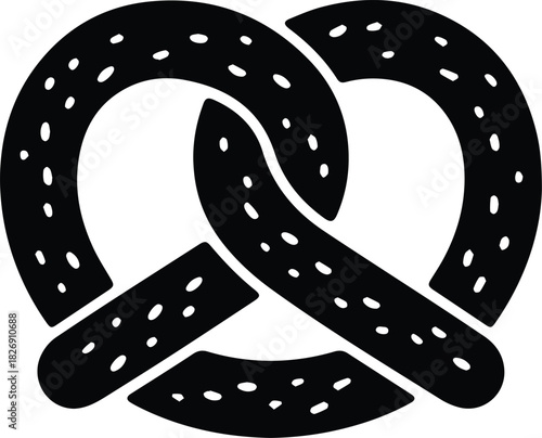 Minimalist black pretzel bakery snack silhouette vector icon