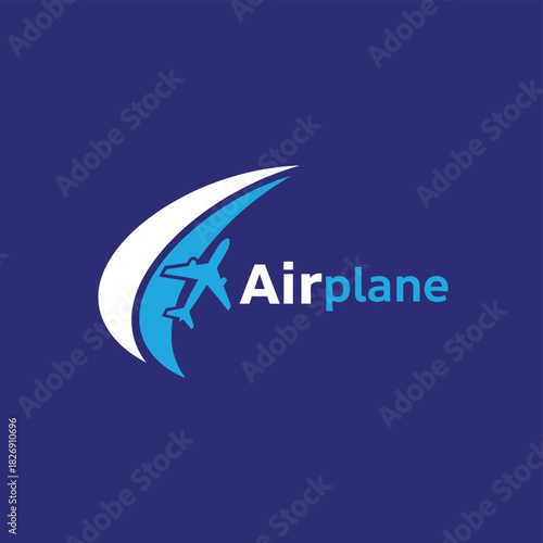 Modern stylized airplane logo design featuring an aircraft icon and text, representing global air travel, cargo, and fast delivery services.