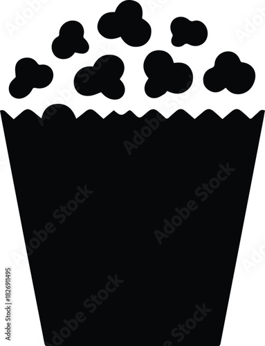 Minimalist black popcorn bag snack silhouette vector icon