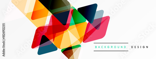 Abstract geometric shapes overlap, creating vibrant colorful composition. Modern design element for backgrounds, banners, presentations.