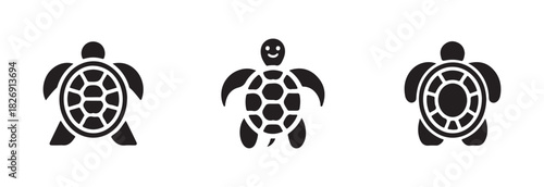 Sea turtle icons set, turtle graphic and web design, turtle line art collection, vector illustration EPS 10.