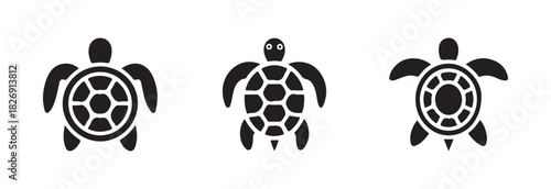 Sea turtle icons set, turtle graphic and web design, turtle line art collection, vector illustration EPS 10.