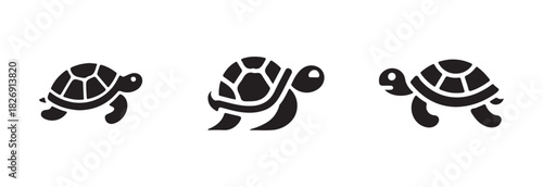 Turtle icon set, sea animal symbol, turtle logo vector icons for web, vector illustration EPS 10.