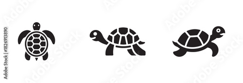 Turtle icon set, sea animal symbol, turtle logo vector icons for web, vector illustration EPS 10.
