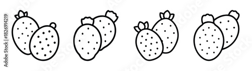 Hand drawn prickly pear cactus illustration clip art vector drawing desert plants botanical art line drawing