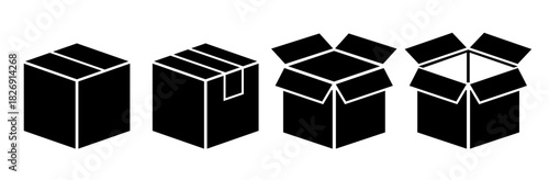Parcel box vector icons set