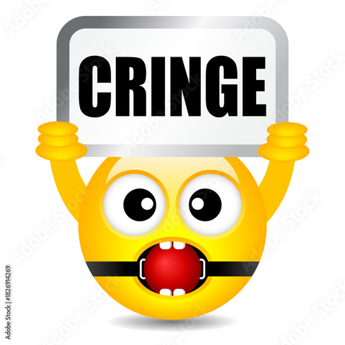 Funny bizarre emoji with Cringe sign