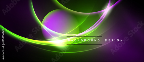 Abstract waves, vibrant colors, dark background. Smooth gradients create dynamic visual effect. Modern design element.