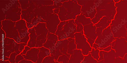 striking red and black cracked texture background, resembling molten lava or fractured earth. The glowing cracks create a dramatic and intense visual effect.eps10