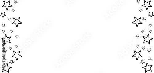 Hand drawn star frame border design. Playful outlined star edges for greeting or invitation layouts. Whimsical celestial border for creative decorative projects. 