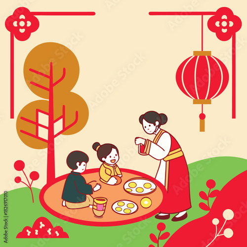 Happy Seollal Korea new year modern style. flat vector illustration.