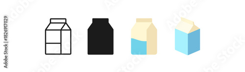 Variety of milk carton designs in different styles