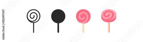 Minimalist lollipop icons: spirals and silhouettes in modern design