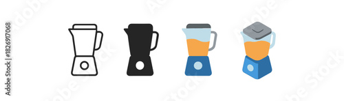 Modern flat and silhouette blender icons in various styles