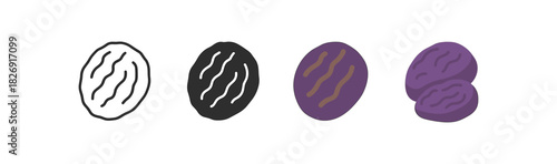 Set of coffee beans in diverse styles: outline, silhouette, flat, and colorful designs
