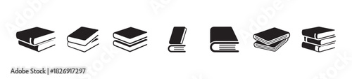 Book icon collection, vector book sign collection, library symbol in glyph, education sign, vector illustration EPS 10.
