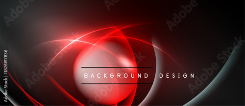 Abstract red design. Smooth curves create dynamic visual effect. Dark background emphasizes bright central element. Modern, sleek presentation.