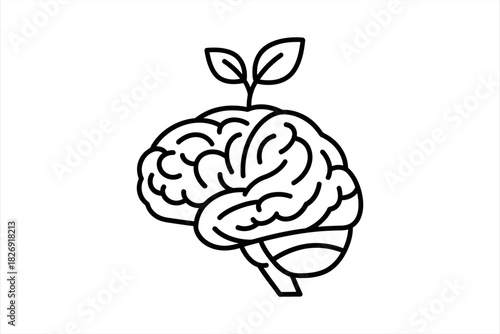 Brain with plant