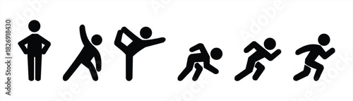 Active lifestyle people and vitality vector icon set, runners active lifestyle icons