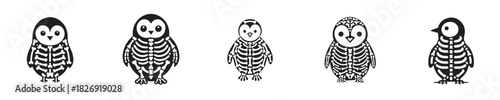 penguin skeleton silhouette vector