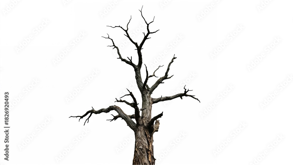 Fototapeta premium A barren, leafless tree standing alone with no foliage.