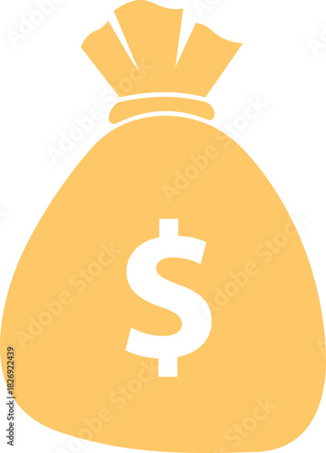 Money bag with dollar sign representing wealth and financial growth vector icon. Money bag silhouette icon perfect for banking, savings, finance apps, logos, and web design.