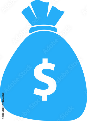 Money bag with dollar sign representing wealth and financial growth vector icon. Money bag silhouette icon perfect for banking, savings, finance apps, logos, and web design.