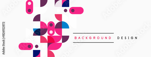 Abstract geometric shapes, pinks, purples, blues over white background. Modern design element for digital projects.