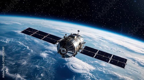A satellite floats in space, providing breathtaking views of Earth's surface and atmosphere. It showcases the beauty of our planet from a unique vantage point above.
