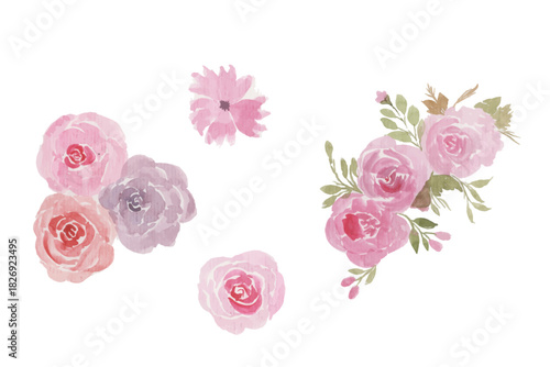 Assortment of watercolor flowers leaves illustration set - green leaf branches collection for wedding, greetings, stationary, wallpapers, fashion, background. olive, green leaves, Eucalyptus etc	