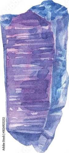 Watercolor Amethyst Crystal on Transparent Background