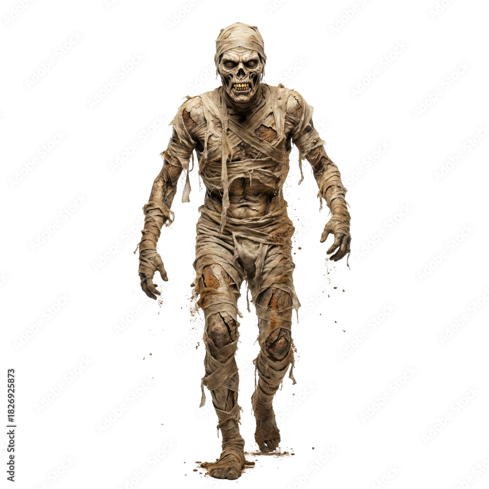 Fototapeta premium Mummy monster walking with bandages. Egyptian horror concept