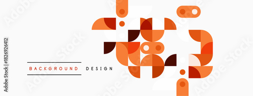 Abstract geometric shapes, orange tones, white background. Modern design elements create dynamic visual composition. Minimalist style.