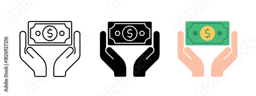 Two hands gently holding a dollar bill, symbolizing financial support and care.
