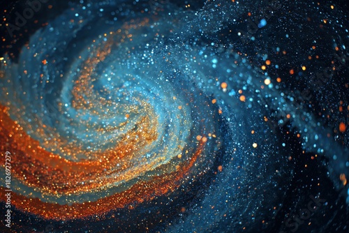 Bright Swirling Galaxy With Stars and Cosmic Dust in Deep Space
