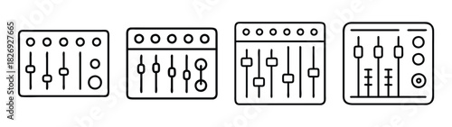 Audio mixer sound board vector illustration for music production and dj equipment design element