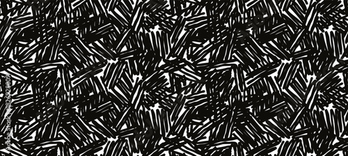 Hand drawn messy hatching line texture background, abstract seamless patterns with messy black pen scribbles. Grunge ink brush stroke squiggles, childish hatched pencil doodle scrawls vector pattern
