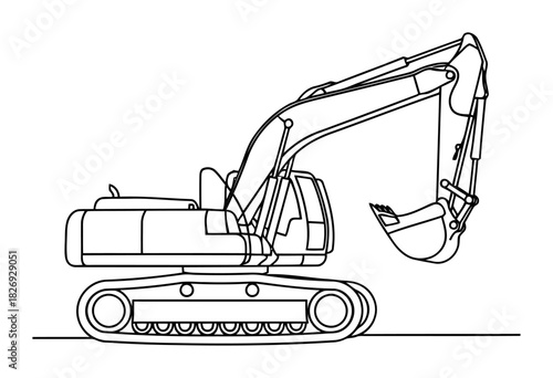 Excavator heavy machinery outline vector art