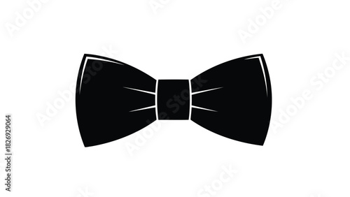 Classic black bow tie icon silhouette, formal neckwear accessory for tuxedo or suit, simple graphic vector art, clean design element, isolated on white background