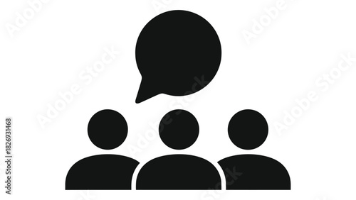 Group discussion icon representing communication, teamwork, social interaction, online chat, and collaboration symbol
