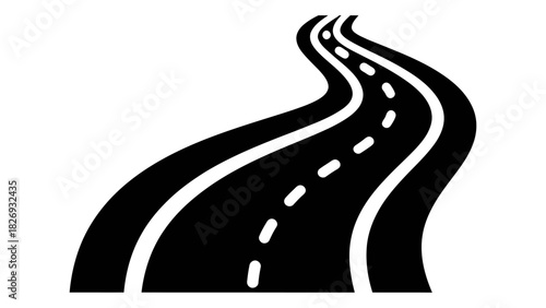 Winding road path icon symbolizing journey, travel direction, future routes, and navigation on a clean white background.