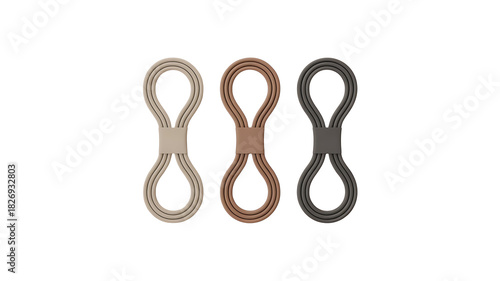 Elegant Loops: Three minimalist, interconnected loops in neutral hues offer a sense of modern simplicity and geometric charm.