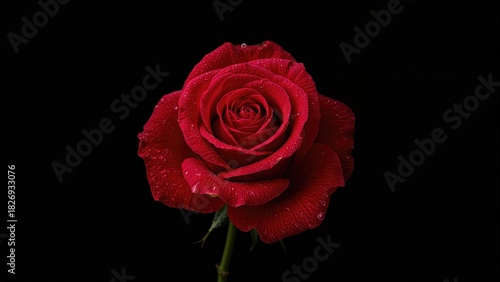 Wallpaper Mural Red rose with water droplets on petals against a black background. Nature and floral concept. The beauty and elegance of a flower. The symbol of love and romance. Torontodigital.ca