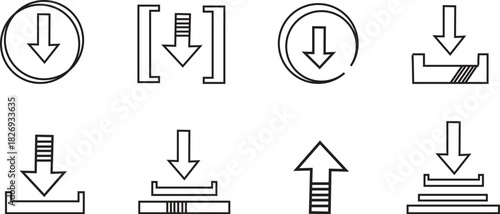 Hand drawn download and upload icons set for website and application design
